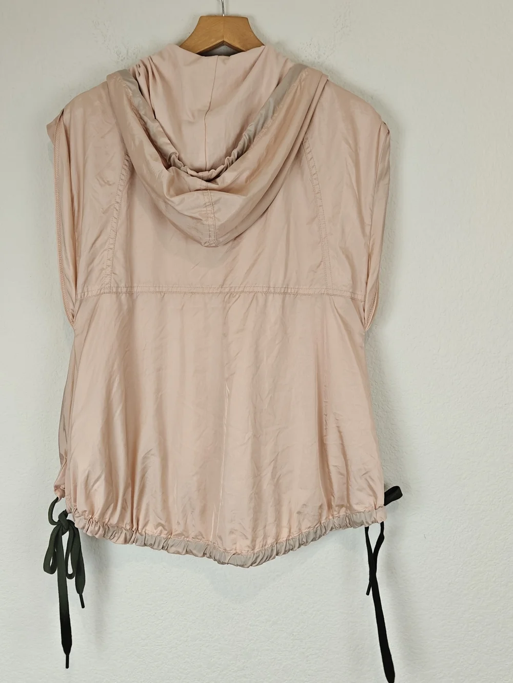 Anthropologie Daily Practice Pink Hooded Utility Vest XS Relaxed Drawstring Zip